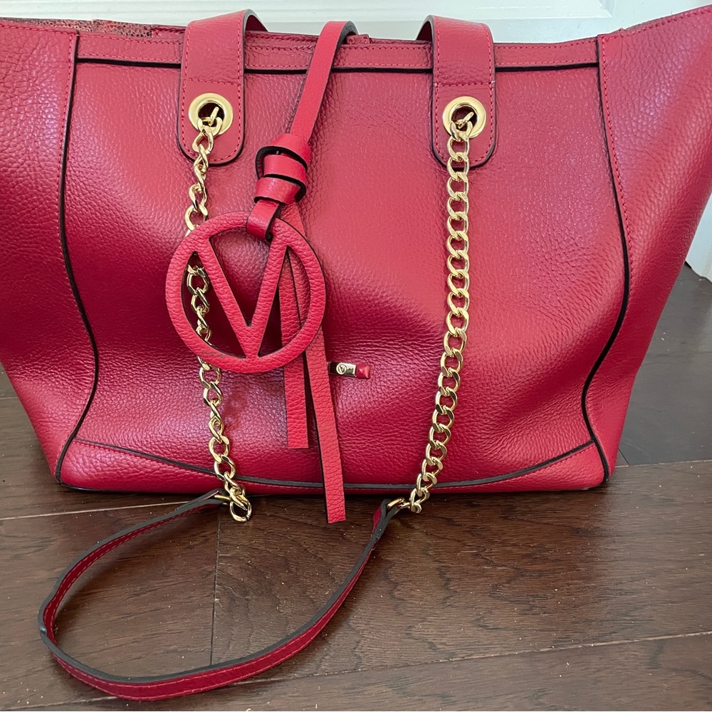Valentino By Mario Valentino Sophie Tote in Red w Gold Hardware